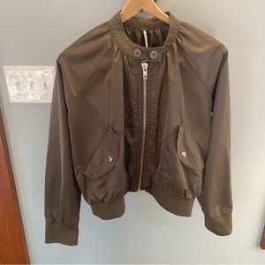 Free People Green Bomber Jacket- SZ S